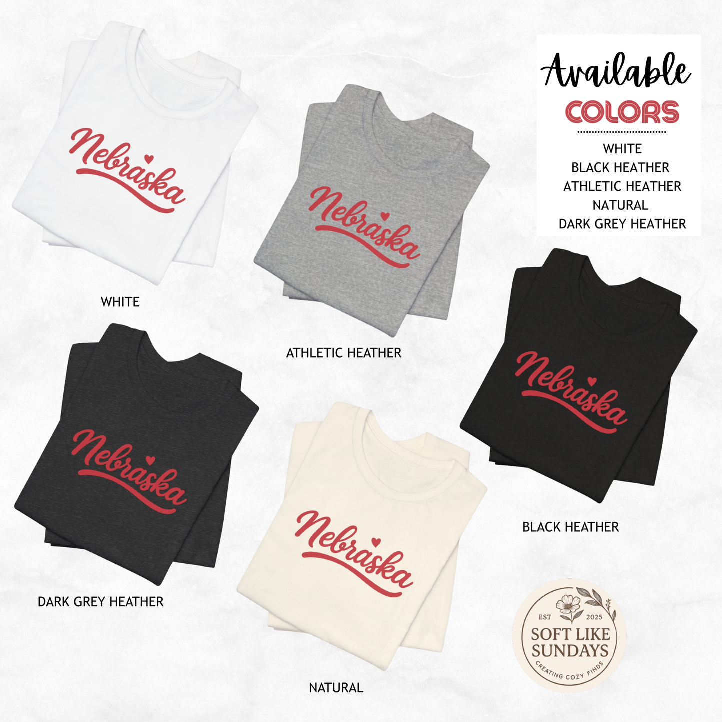 Nebraska Script Heart Tee