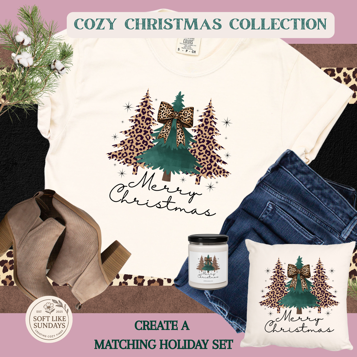 Leopard Tree Christmas Tee
