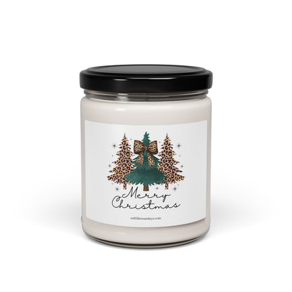 Leopard Christmas Tree Candle | Christmas Gift for Her | Cozy Winter Candle | Soft Like Sundays