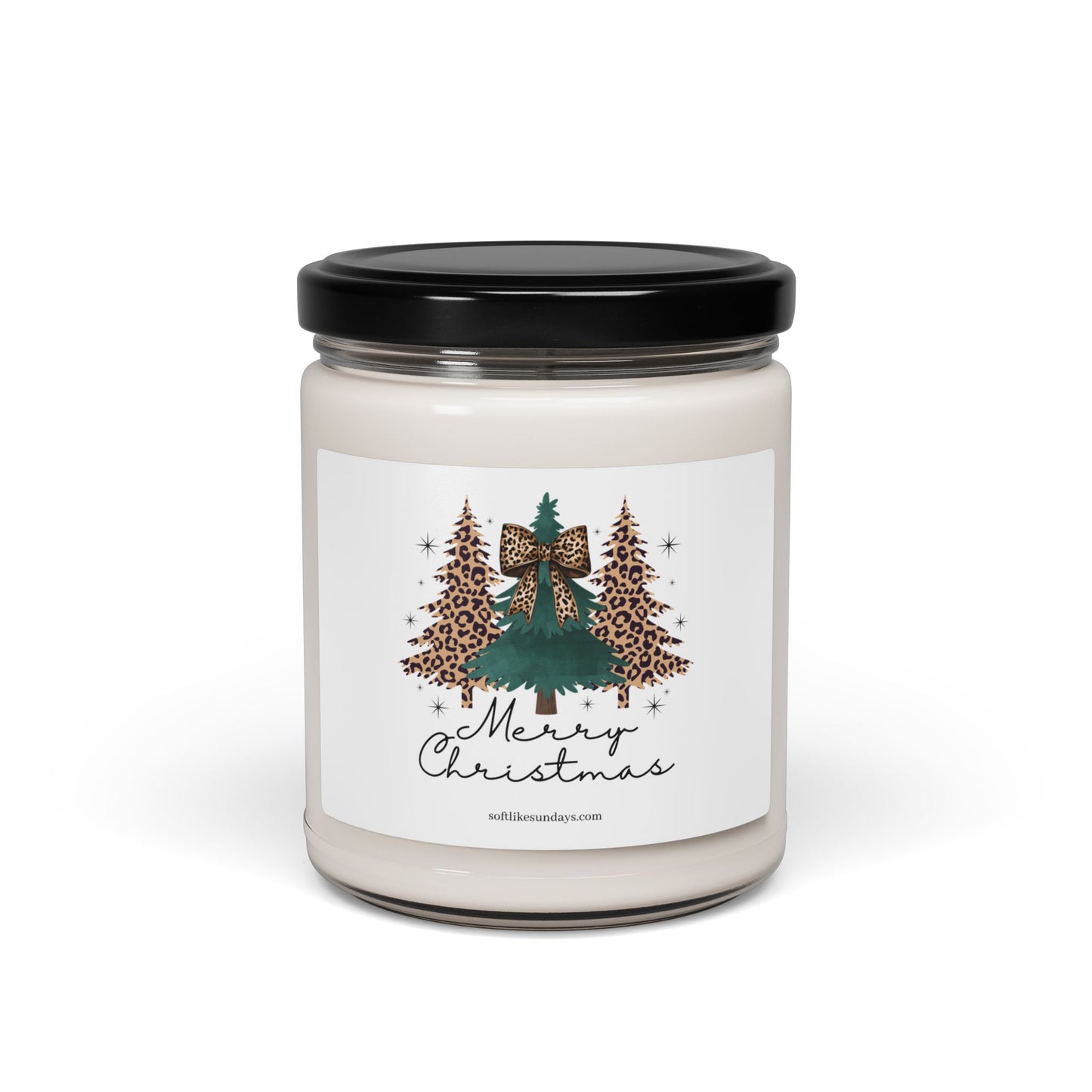 Leopard Christmas Tree Candle | Christmas Gift for Her | Cozy Winter Candle | Soft Like Sundays