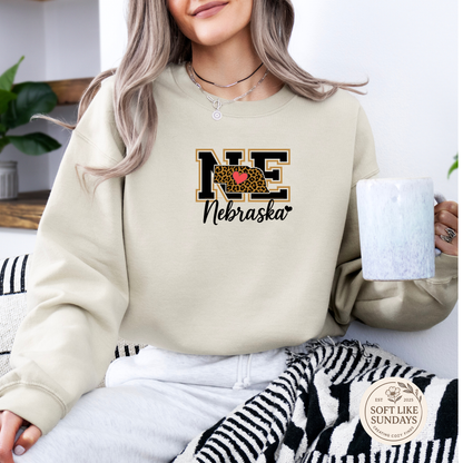 Nebraska Leopard Heart Design