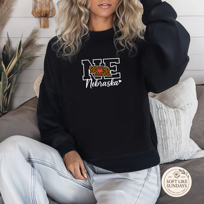Nebraska Leopard Heart Design