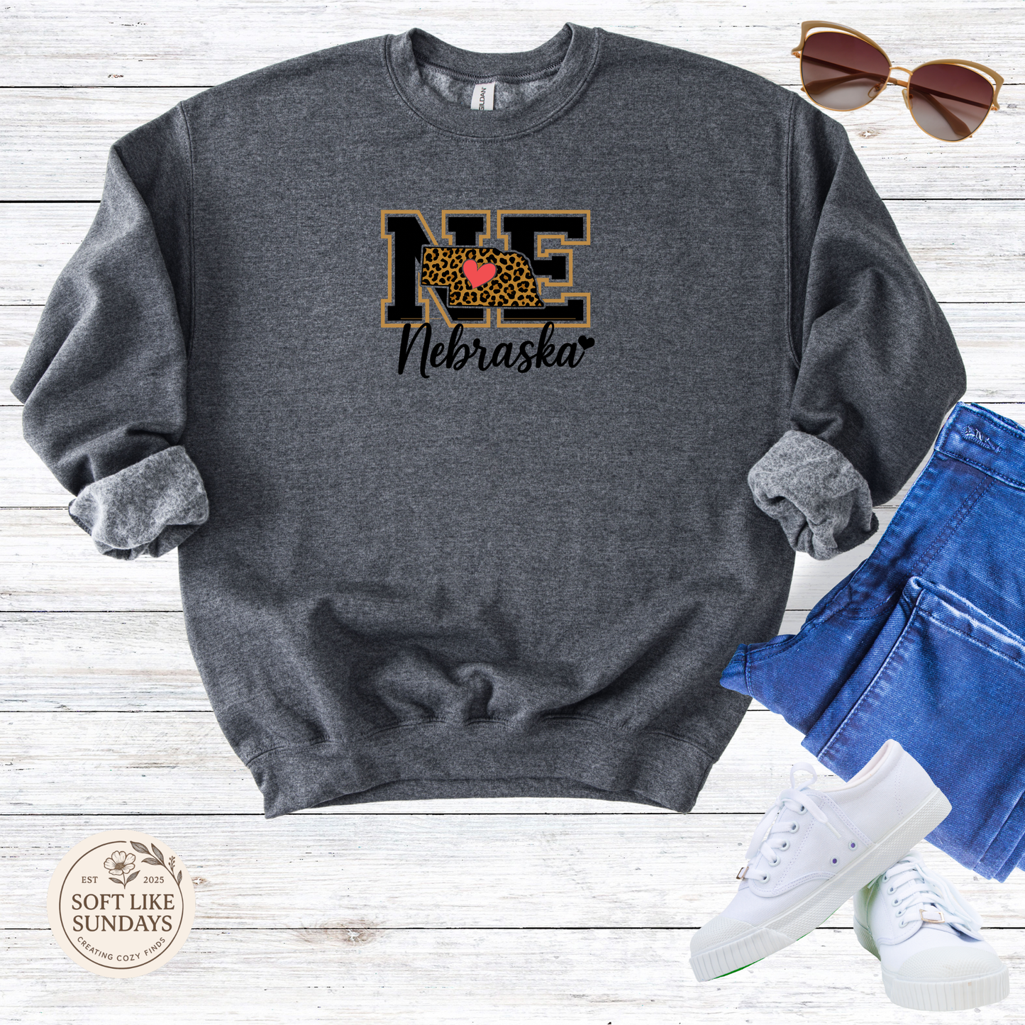 Nebraska Leopard Heart Design