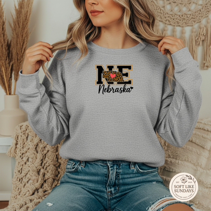 Nebraska Leopard Heart Design