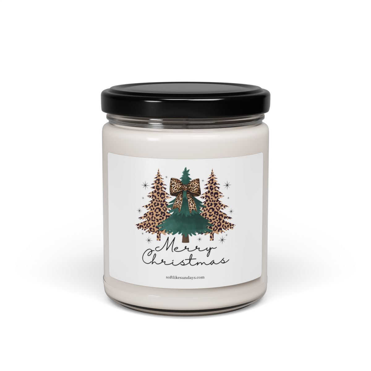 Leopard Christmas Tree Candle | Christmas Gift for Her | Cozy Winter Candle | Soft Like Sundays