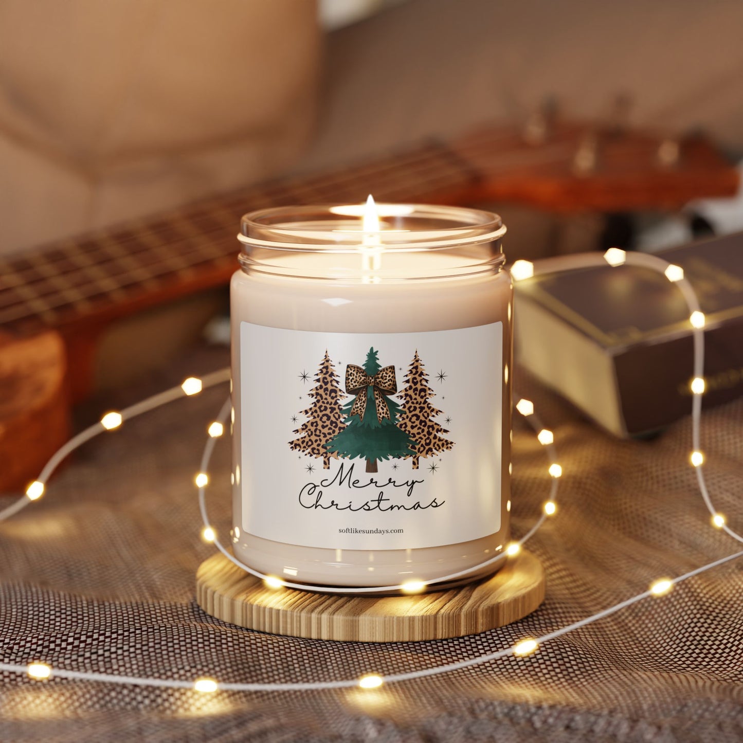 Leopard Christmas Tree Candle | Christmas Gift for Her | Cozy Winter Candle | Soft Like Sundays