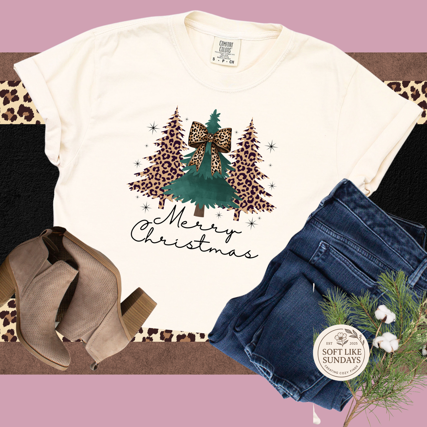 Leopard Tree Christmas Tee